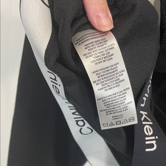 Calvin Klein Women's Black Velvet Performance Hoodie with Logo Hem - Picture 8 of 9